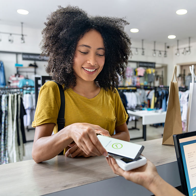 Woman paying with digital wallet